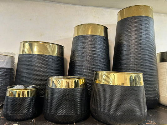 Black Fiber Pot Set 5 Pieces OR Single
