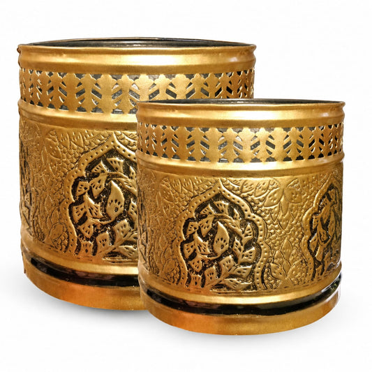 Plant Pot, Planter Mild Steel Embossed and Decorated with Paintwork for Artificial Plants -Copper Color