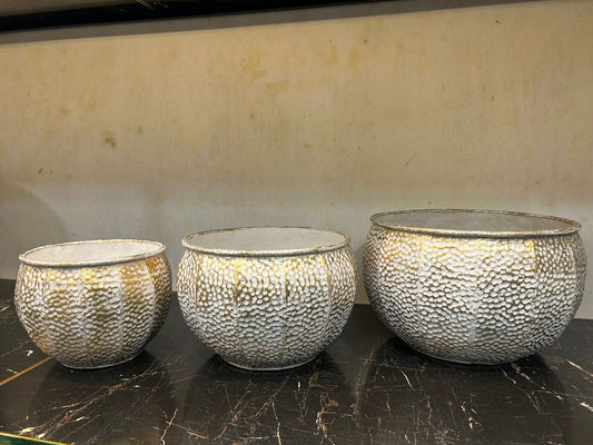 White Fiber Pot 3 Piece Set